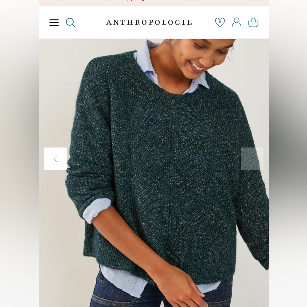 Anthropologie Keely Cable-Knit Sweater blue motif